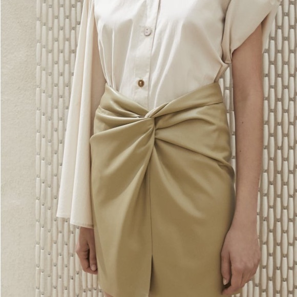 Nanushka Sarong Mini Wrap Skirt Milo Vegan Leather Off White - Picture 8 of 8